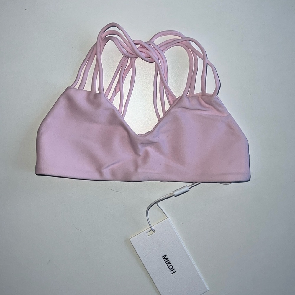 MIKOH MINI Aruba Multi Skinny String Racerback Top in Cloud Pink NWT Size M